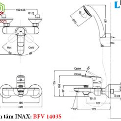 Bản vẽ kỹ thuật sen tắm nóng lạnh INAX BFV-1403S-4C