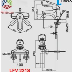 Bản vẽ kỹ thuật vòi chậu rửa lavabo INAX LFV-221S nóng lạnh