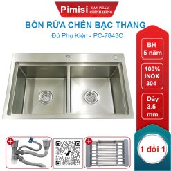 Bồn rửa chén 2 hố inox 304 Pimisi PC-7843C
