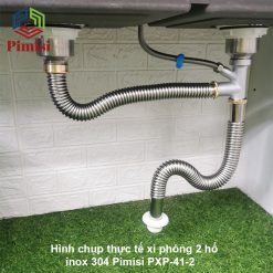 Hình chụp thực tế xi phông bồn rửa chén inox 304 Pimisi PXP-41-2