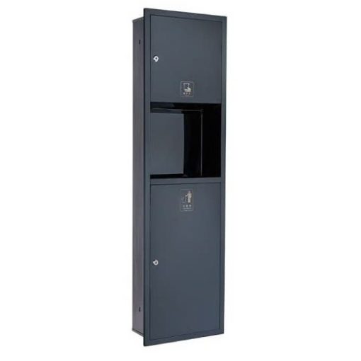 Hộp giấy kèm thùng rác âm tường màu đen Inox 304 Miken MKG-RAK90512BL