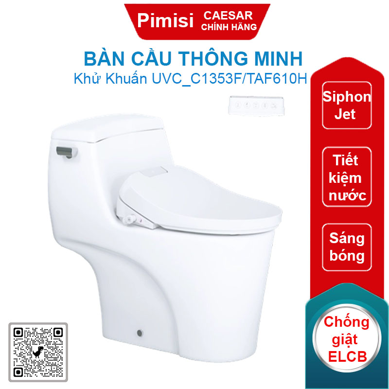 Bàn cầu thông minh CAESAR C1353F/TAF610H tự động đóng mở nắp
