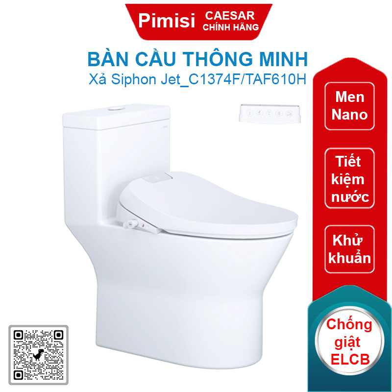 Bàn cầu thông minh CAESAR C1374F/TAF610H tự động đóng mở nắp