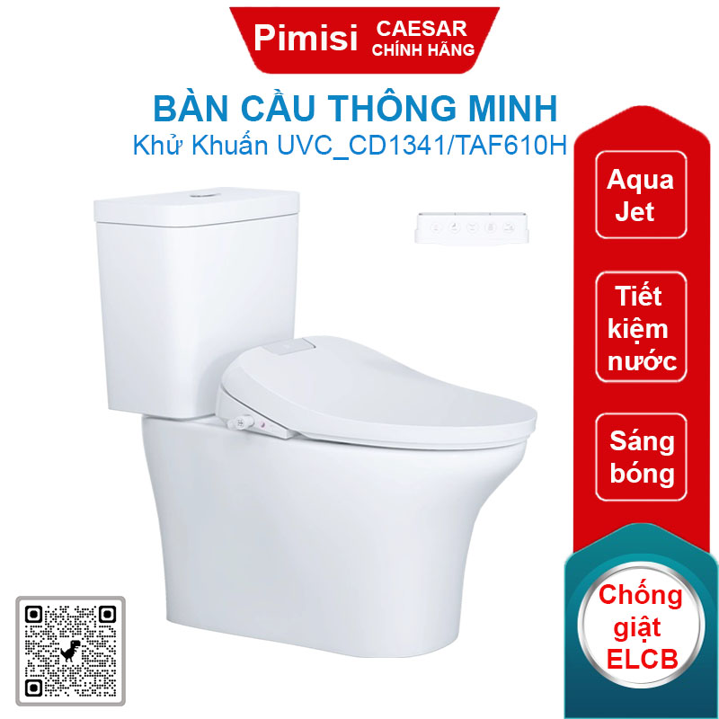Bàn cầu thông minh CAESAR CD1341/TAF610H tự động đóng mở nắp