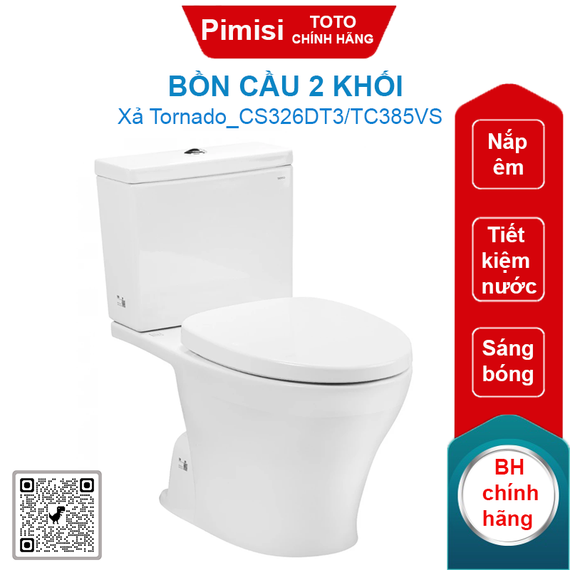Bồn cầu 2 khối TOTO CS326DT3 nắp TC385VS