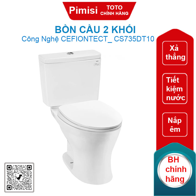 Bồn cầu 2 khối TOTO CS735DT10 nắp êm TC395VS