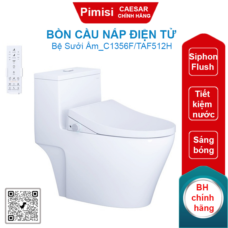 Bồn cầu nắp điện tử Caesar C1356F/TAF512H 1 khối