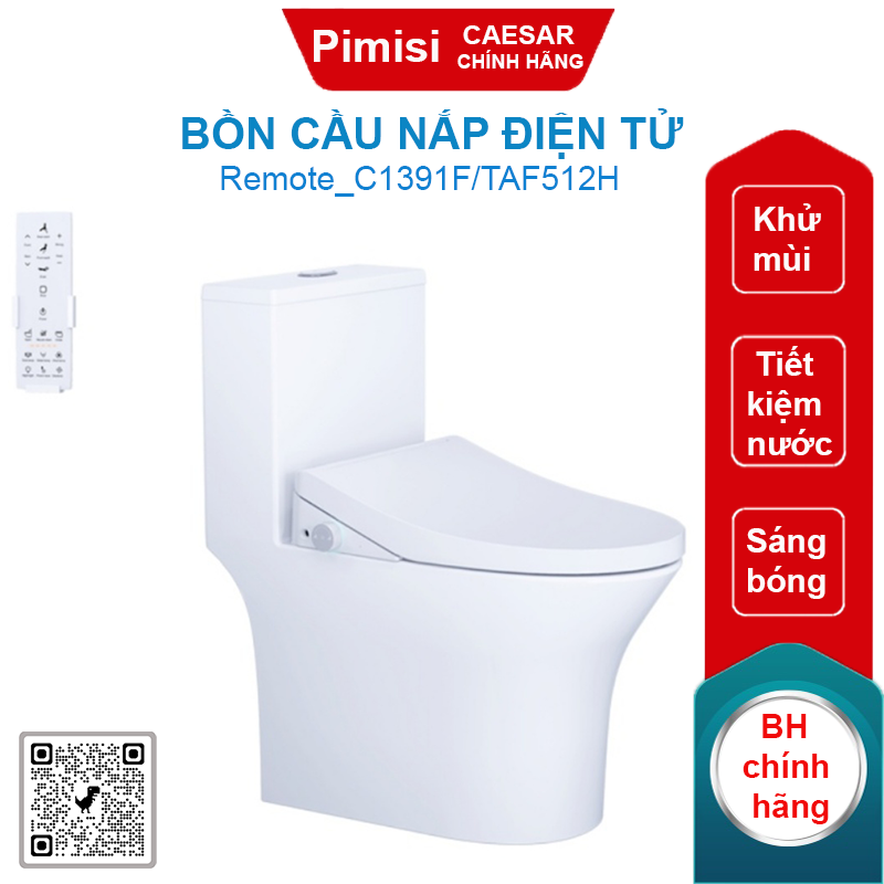 Bồn cầu nắp điện tử Caesar C1391F/TAF512H có remote