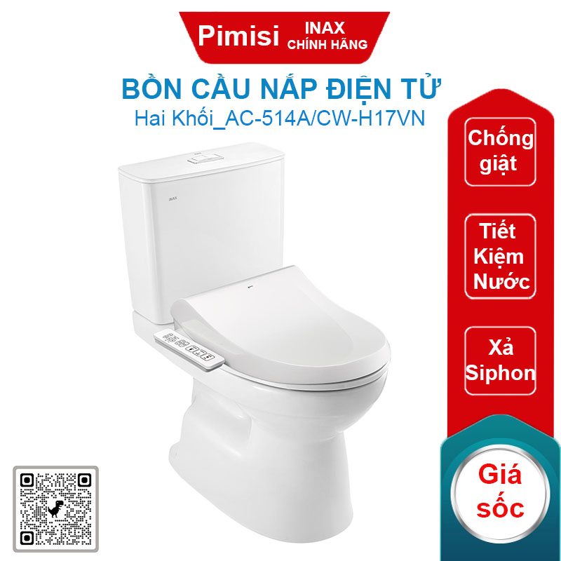 Bồn cầu nắp điện tử Inax AC-514A/CW-H17VN phun rửa tự động