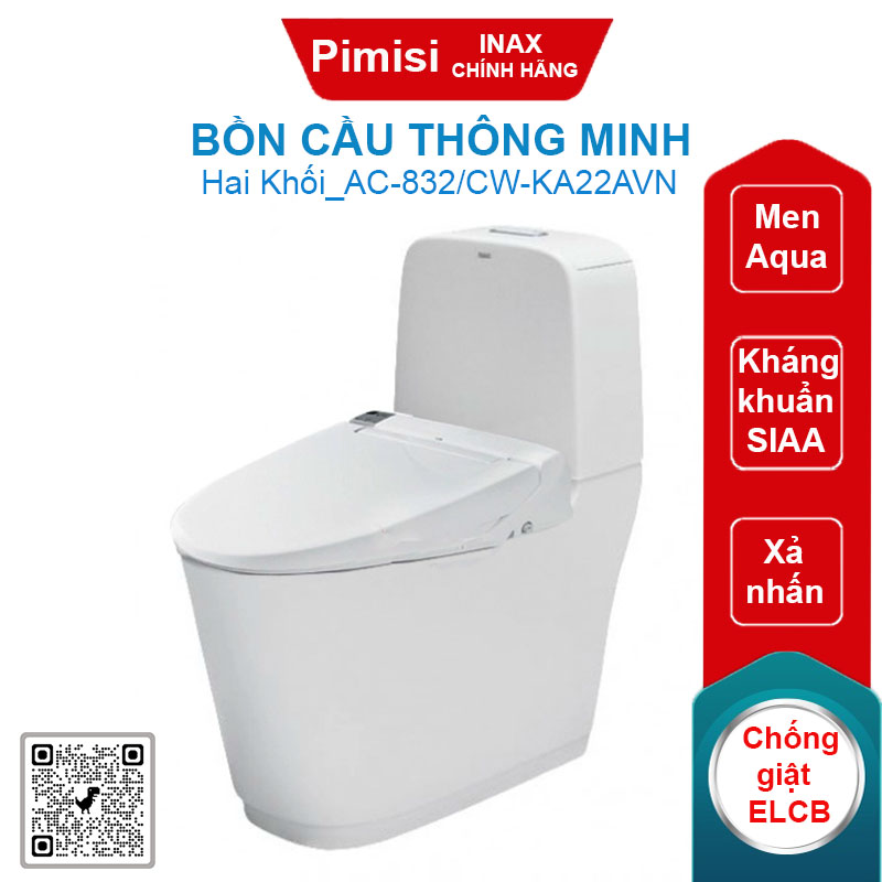 Bồn cầu nắp điện tử Inax AC-832/CW-KA22AVN 6 mức điều chỉnh nhiệt