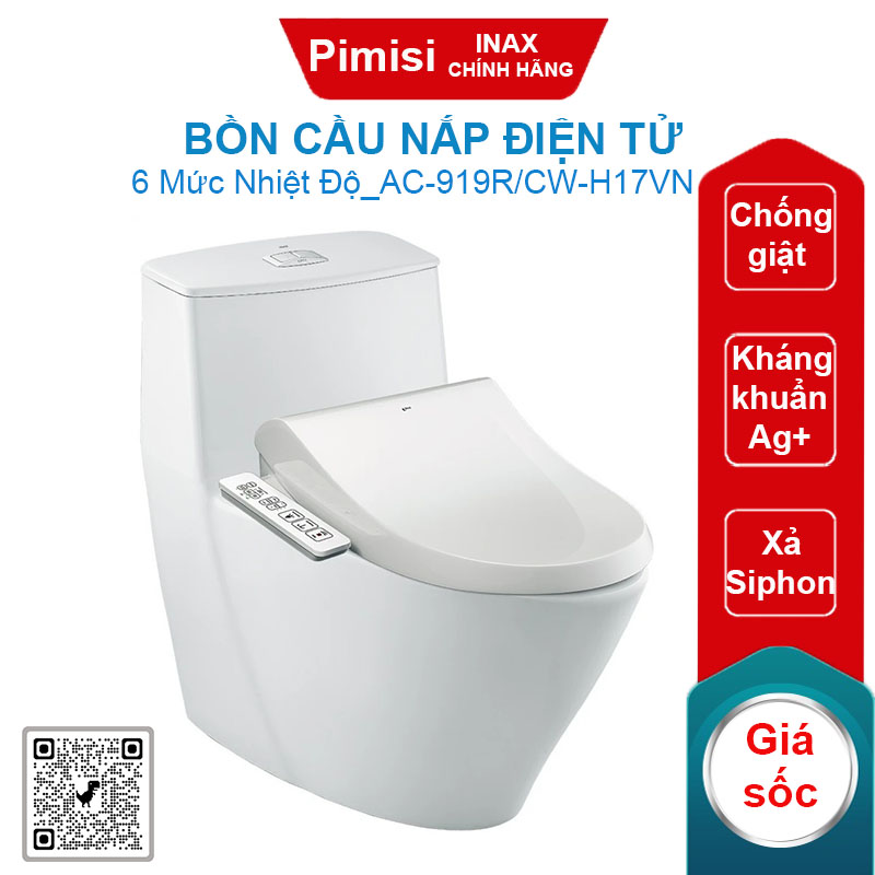 Bồn cầu nắp điện tử Inax AC-919R/CW-H17VN 6 mức nhiệt độ