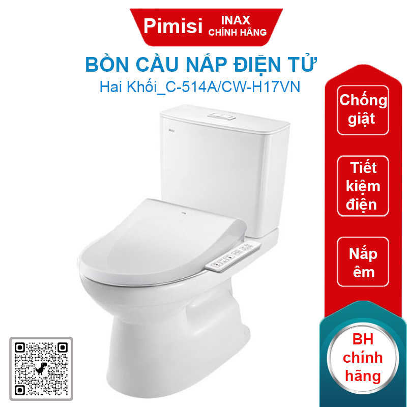 Bồn cầu nắp điện tử Inax C-514A/CW-H17VN tiết kiệm điện