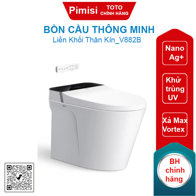 Bồn cầu thông minh Viglacera V882B liền khối thân kín