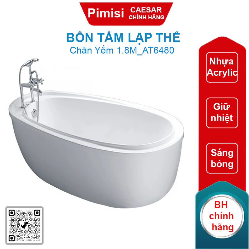 Bồn tắm CAESAR AT6480 lập thể chân yếm 1.8M