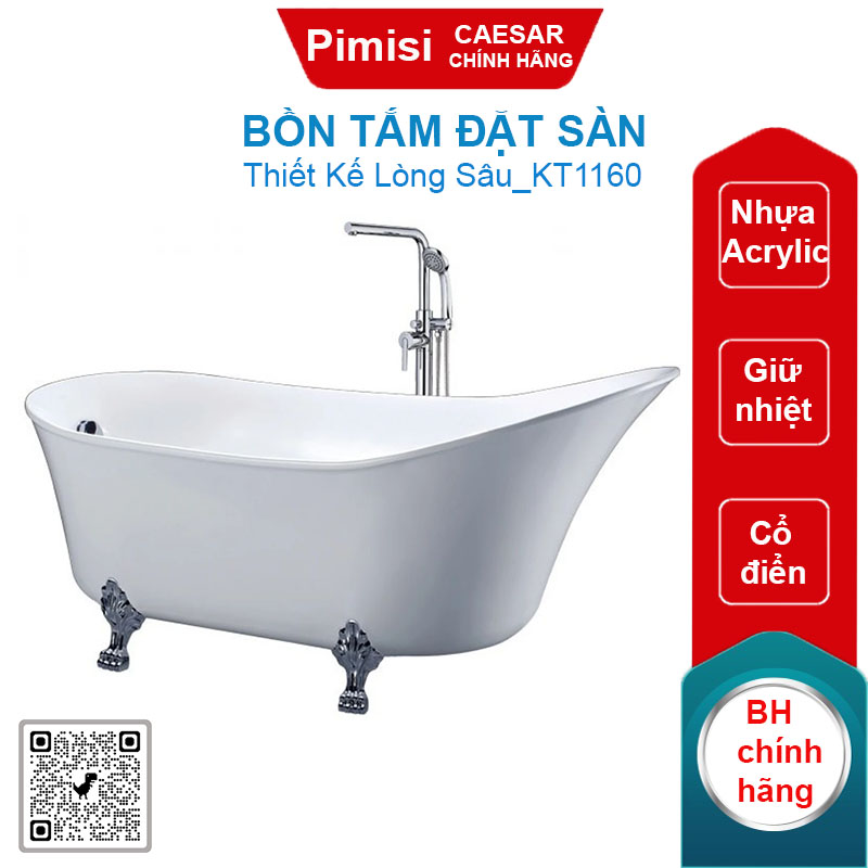 Bồn tắm đặt sàn CAESAR KT1160 1.6M