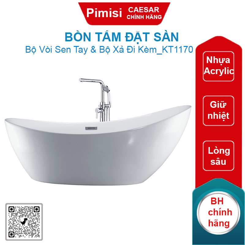 Bồn tắm đặt sàn CAESAR KT1170 1.7M