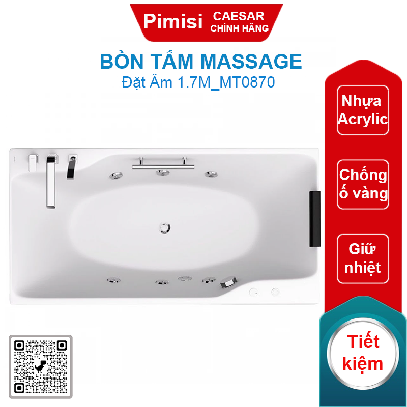 Bồn tắm massage CAESAR MT0870 đặt âm 1.7M