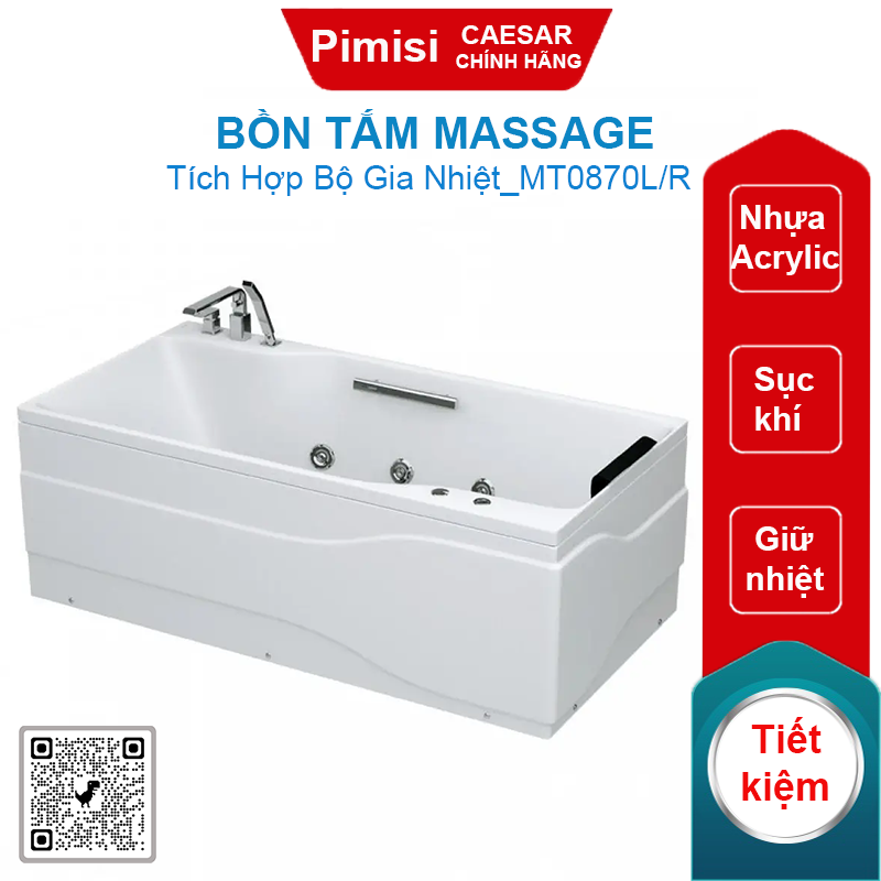 Bồn tắm massage CAESAR MT0870L/R chân yếm 1.7M