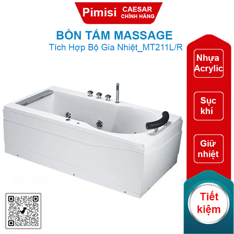 Bồn tắm massage CAESAR MT211L/R chân yếm 1.7M