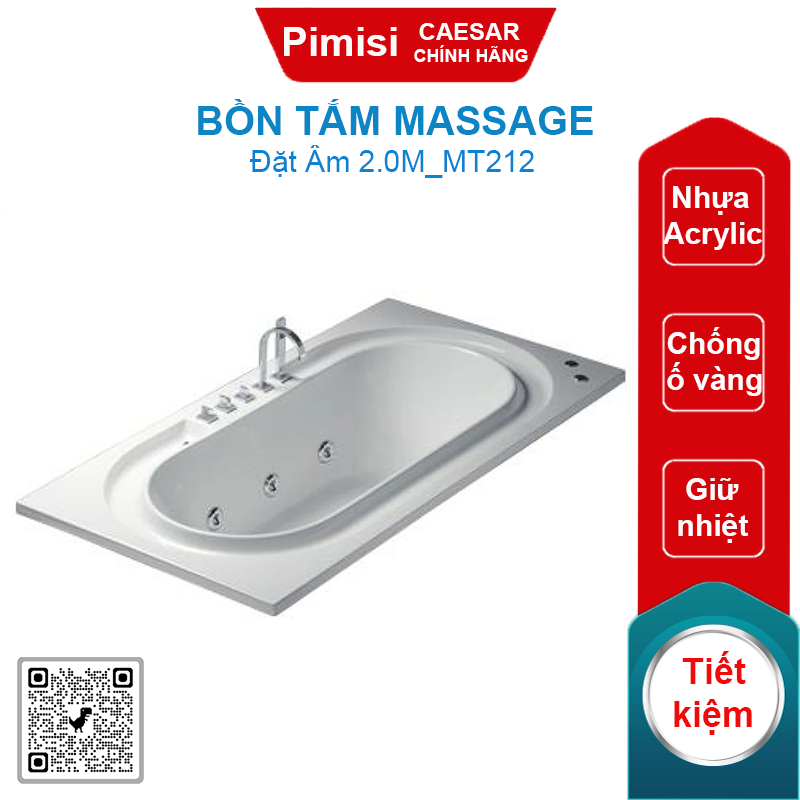 Bồn tắm massage CAESAR MT212 đặt âm 2.0M