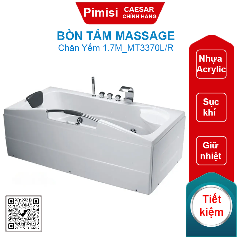 Bồn tắm massage CAESAR MT3370L/R chân yếm 1.7M