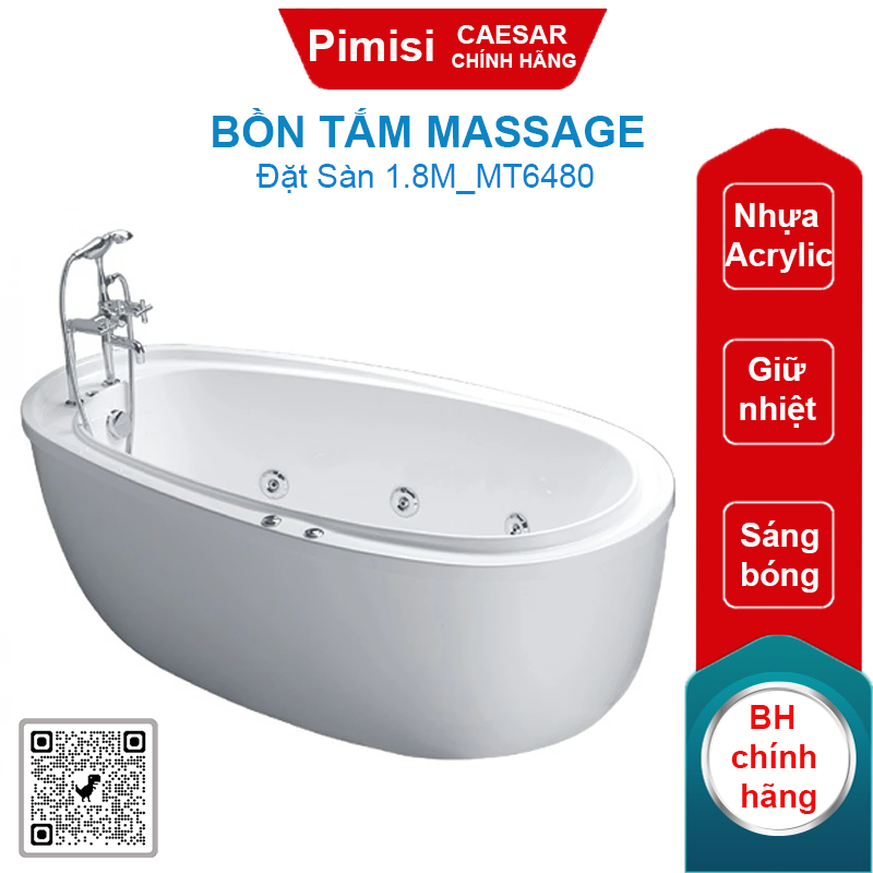 Bồn tắm massage CAESAR MT6480 đặt sàn 1.8M