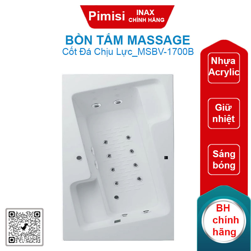 Bồn tắm massage Inax MSBV-1700B dài 1.7M (MSBV1700B)