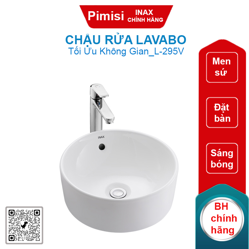 Chậu rửa lavabo Inax L-295V đặt bàn tròn