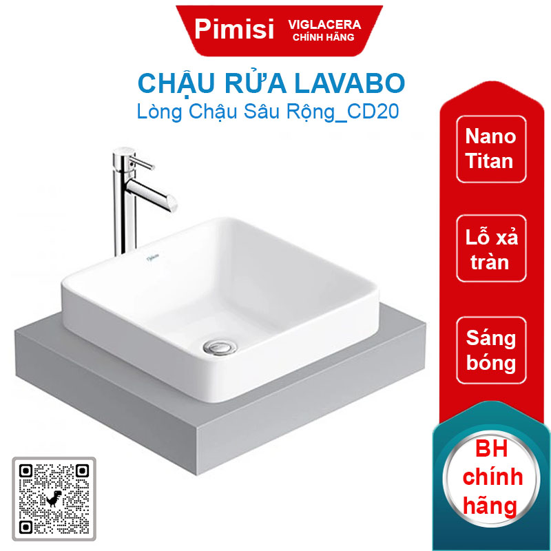Chậu rửa lavabo Viglacera CD20 đặt bàn