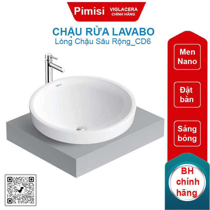 Chậu rửa lavabo Viglacera CD6 đặt bàn