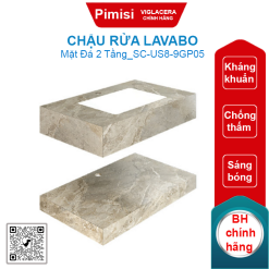 Chậu rửa lavabo Viglacera SC-US8-9GP05 mặt đá 2 tầng