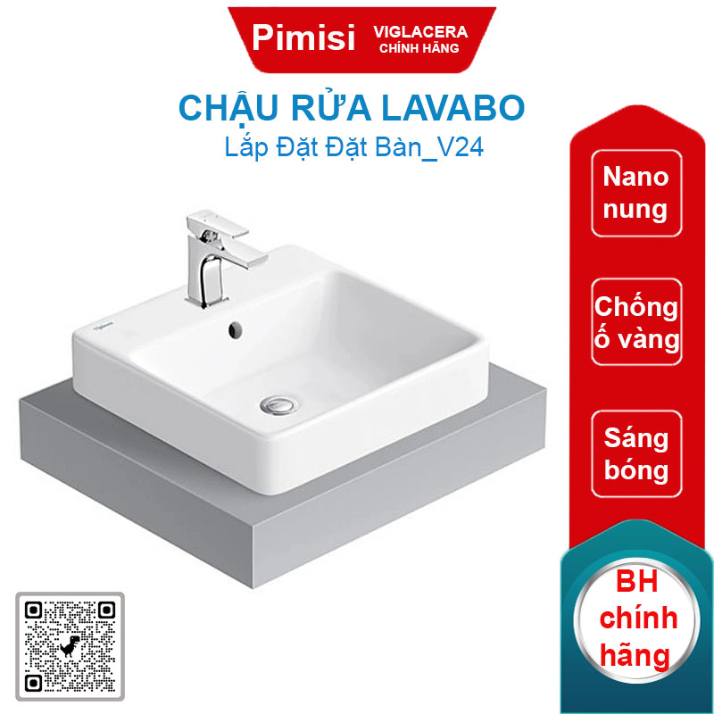 Chậu rửa lavabo Viglacera V24 đặt bàn