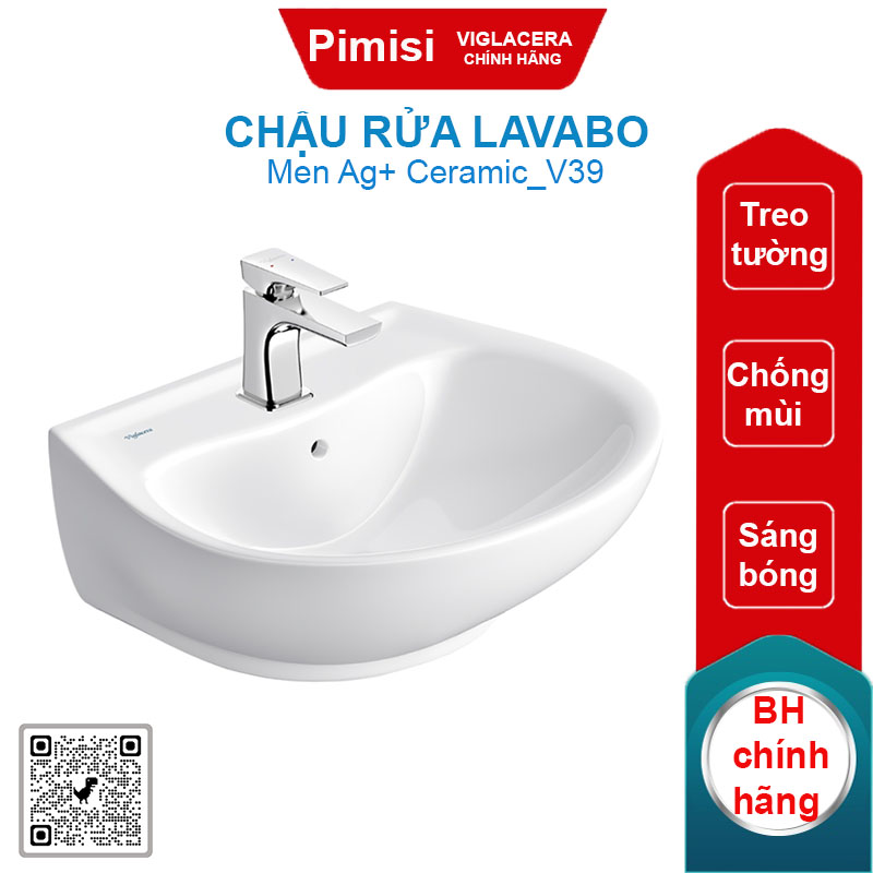 Chậu rửa lavabo Viglacera V39 treo tường