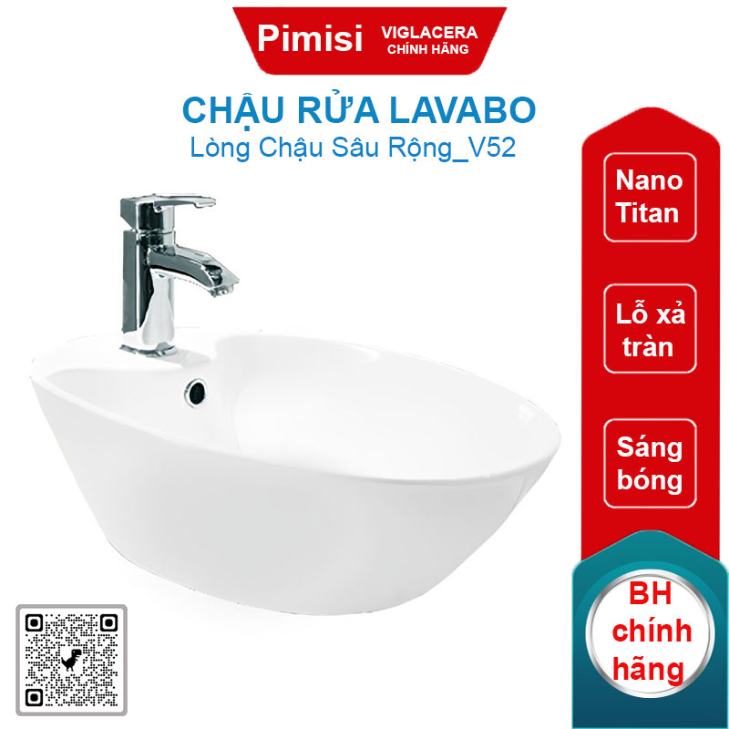Chậu rửa lavabo Viglacera V52 đặt bàn