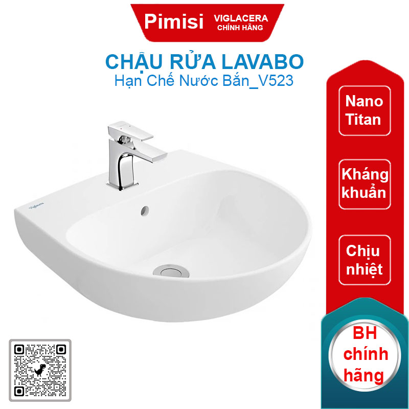 Chậu rửa lavabo Viglacera V523 treo tường