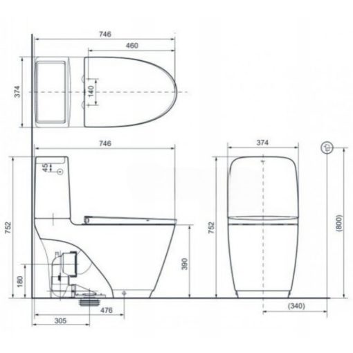 Bồn cầu nắp điện tử Inax ACT-832/CW-H17VN xả cảm ứng - Ảnh 2