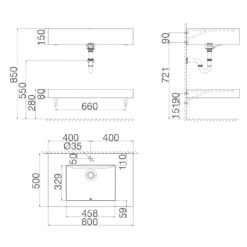 Alternative view of Chậu rửa lavabo Viglacera SC-VI12-9GP01 mặt đá 2 tầng