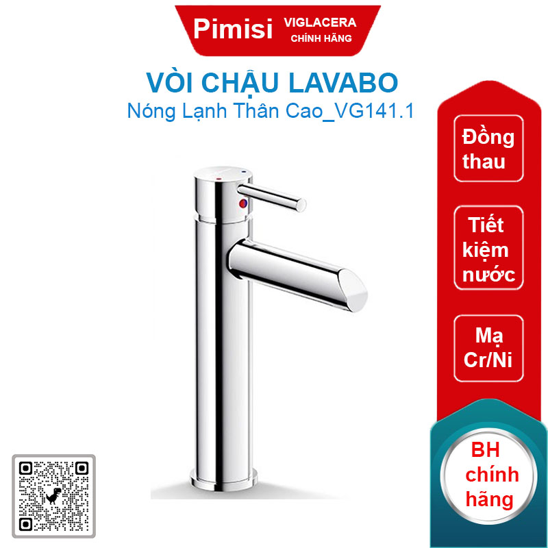 Vòi chậu lavabo nóng lạnh Viglacera VG141.1 thân cao