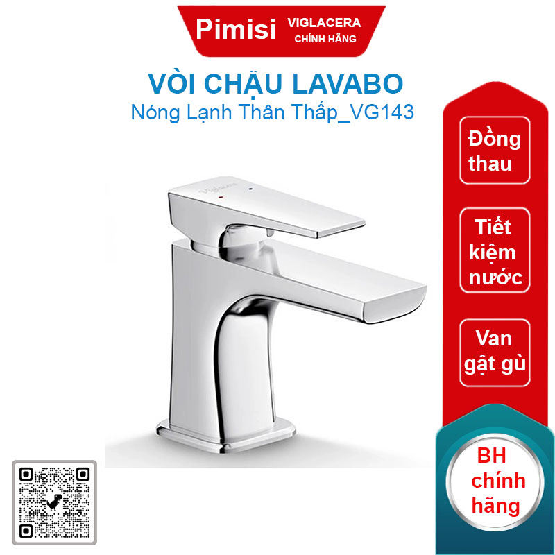 Vòi chậu lavabo nóng lạnh Viglacera VG143 thân thấp