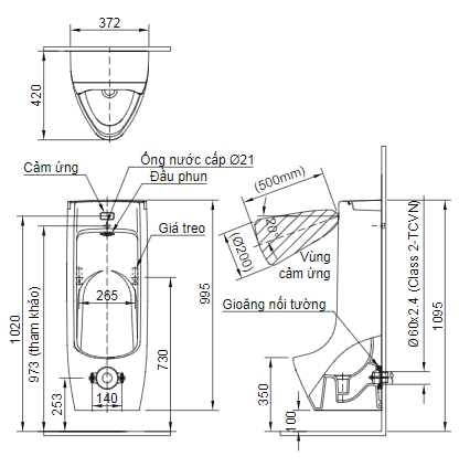 ban20ve20inax20asu-500v Bồn tiểu nam cảm ứng Inax ASU-500V