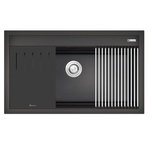 Chậu rửa bát đá Granite Sink Terra Konox 860S Black