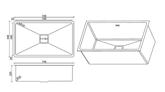 clara-css-17-kich-thuoc Chậu rửa bát 1 hố Clara CSS-17