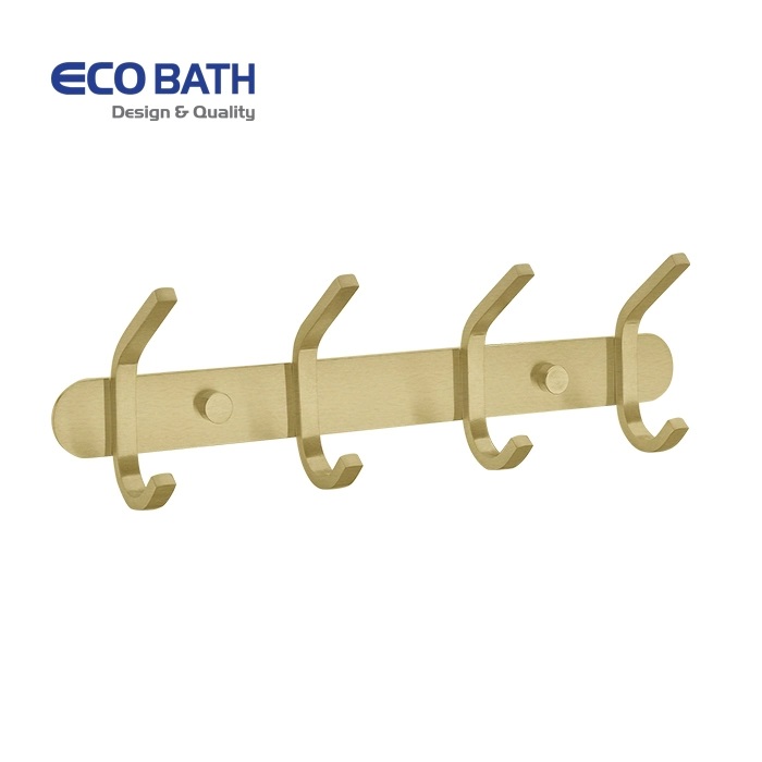 Móc quần áo treo tường màu vàng chải EcoBath EC2038-4BG