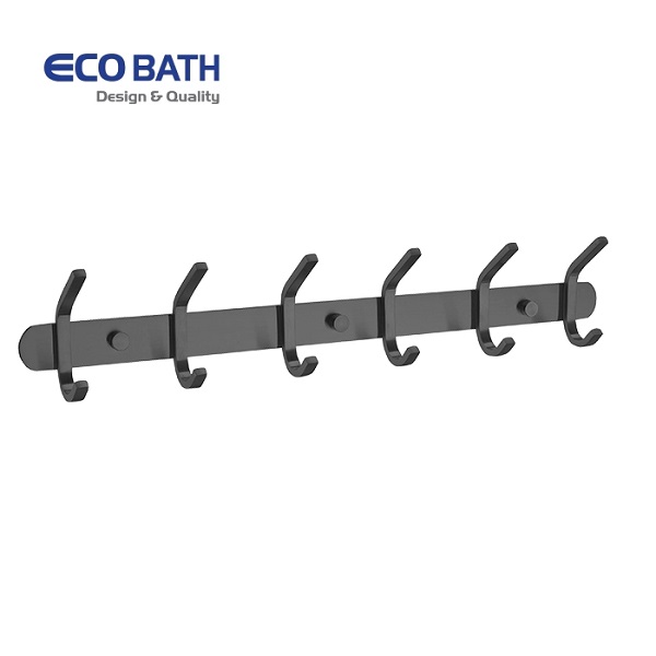 Móc quần áo 6 treo tường màu đen mờ EcoBath EC2038-6MB