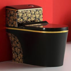 Bồn cầu nghệ thuật mạ hoa văn nghệ thuật màu đen HCG 6699-1