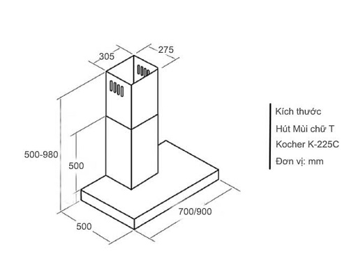 Máy hút mùi Kocher K-225C 70
