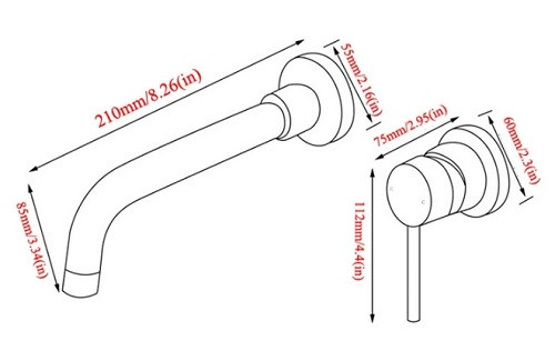 miken20mkv-600003gb-bv Vòi chậu lavabo âm tường màu vàng Miken MKV-600003GB