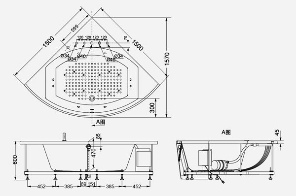 toto20ppyk1543-3pw202-4 Bồn tắm massage Toto