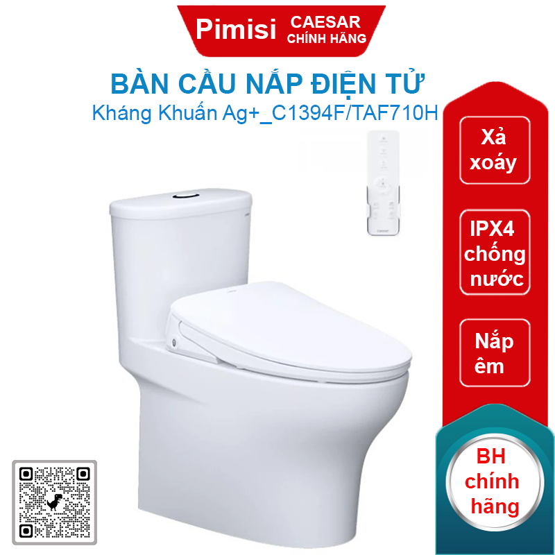 Bàn cầu nắp điện tử Caesar C1394F/TAF710H có remote