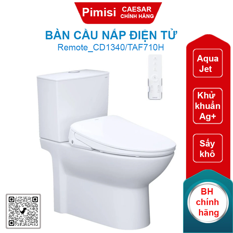 Bàn cầu nắp điện tử Caesar CD1340/TAF710H có remote